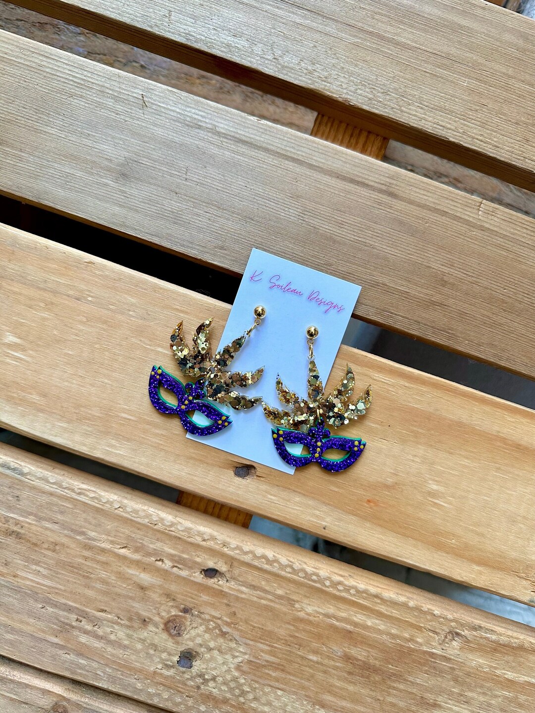 Mardi Gras Purple Mask Earrings for Parades and Parties Etsy Australia