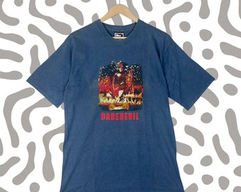 Camiseta vintage de la película DareDevil/Marvel/Ben Afleck/Superhéroes de acción/Azul, talla M