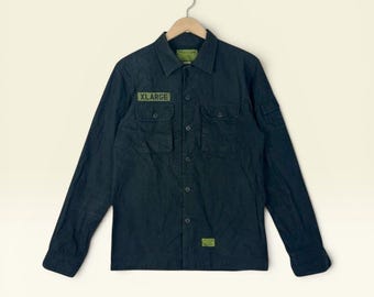 Camiseta de manga comprida estilo streetwear militar Y2K tamanho GG / Marca japonesa / Preta – Tamanho M