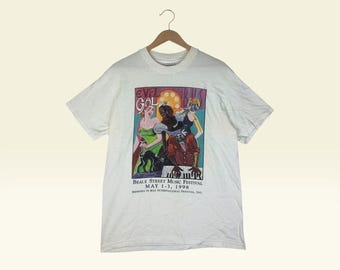 Camiseta vintage do Beale Street Music Festival de 1998 / Memphis in May / Camiseta de show de blues e rock – Branca – Tamanho M