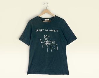 Camiseta vintage Y2K Jean Michel Basquiat Jersey Joe Walcott/Art Tees com estampa gráfica preta, tamanho M