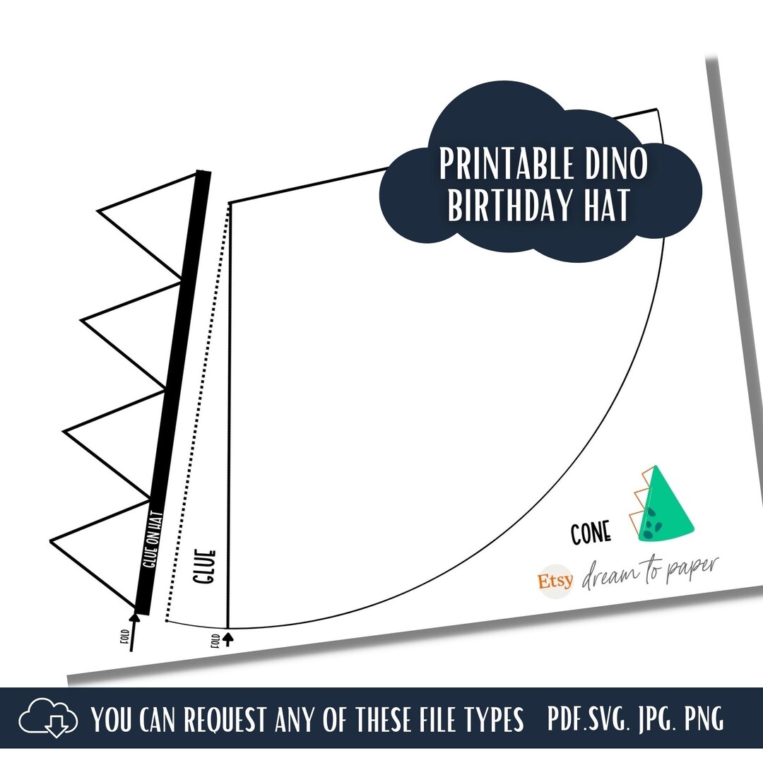 Printable. Dinosaur Party Hat Blank Template. Free Colored - Etsy