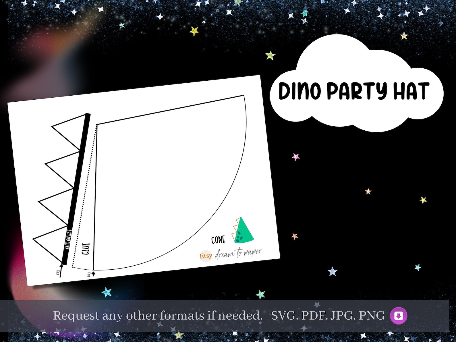Printable Dinosaur Party Hat Blank Template. Free Colored - Etsy