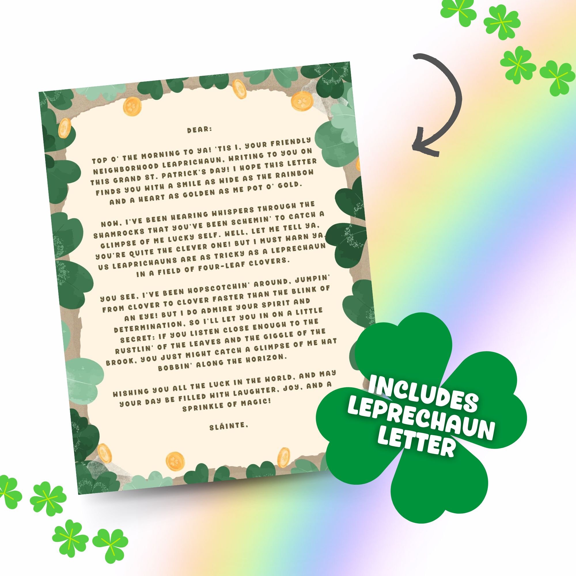 Printable Leprechaun Trap Kit, Letter, Kids Activity, St. Patrick - Etsy