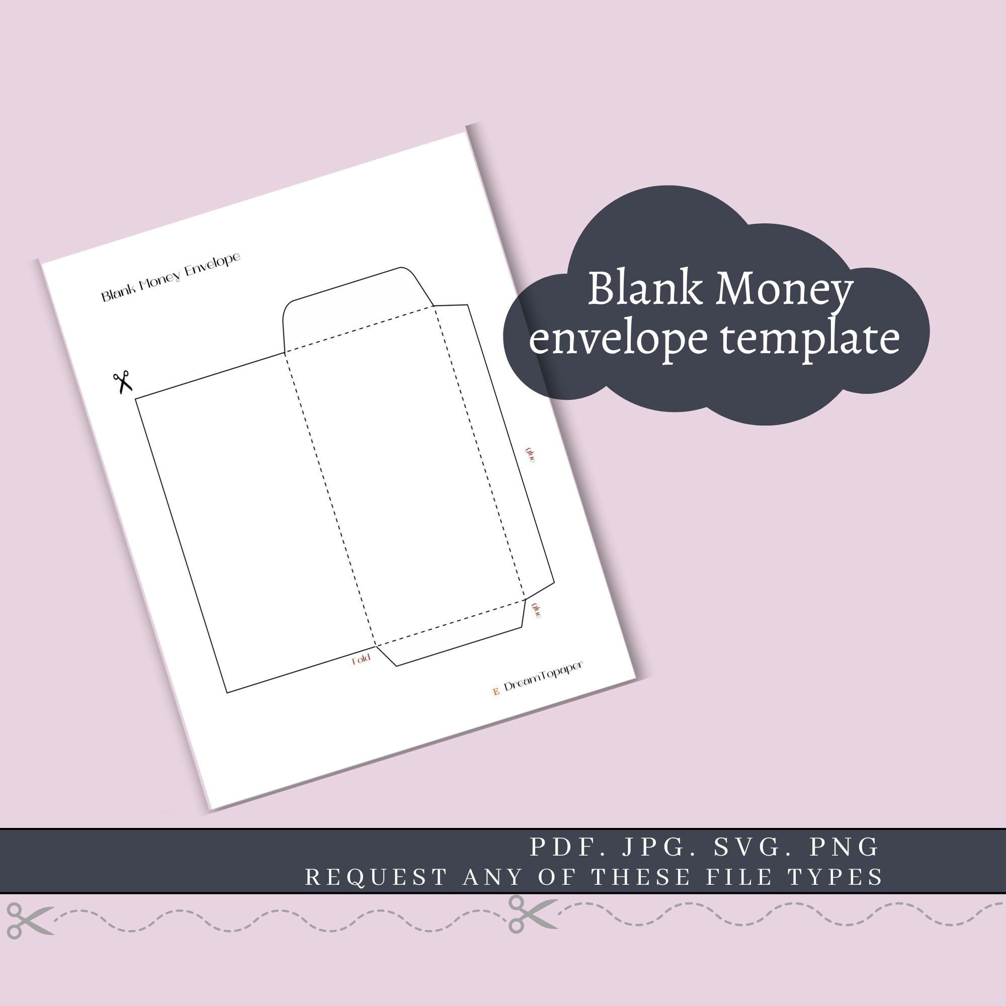 Printable Blank Money Envelope Template Simple Pdf for - Etsy