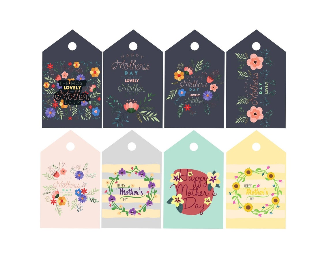 Mother's day Printable Gift Tags / Set of 8 designs / PDF | Etsy