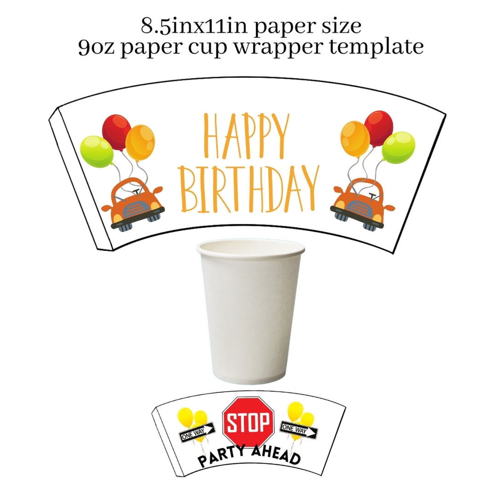 BLANK Paper Cup Wrapper Printable Template, Handrawn / DIY Party ...
