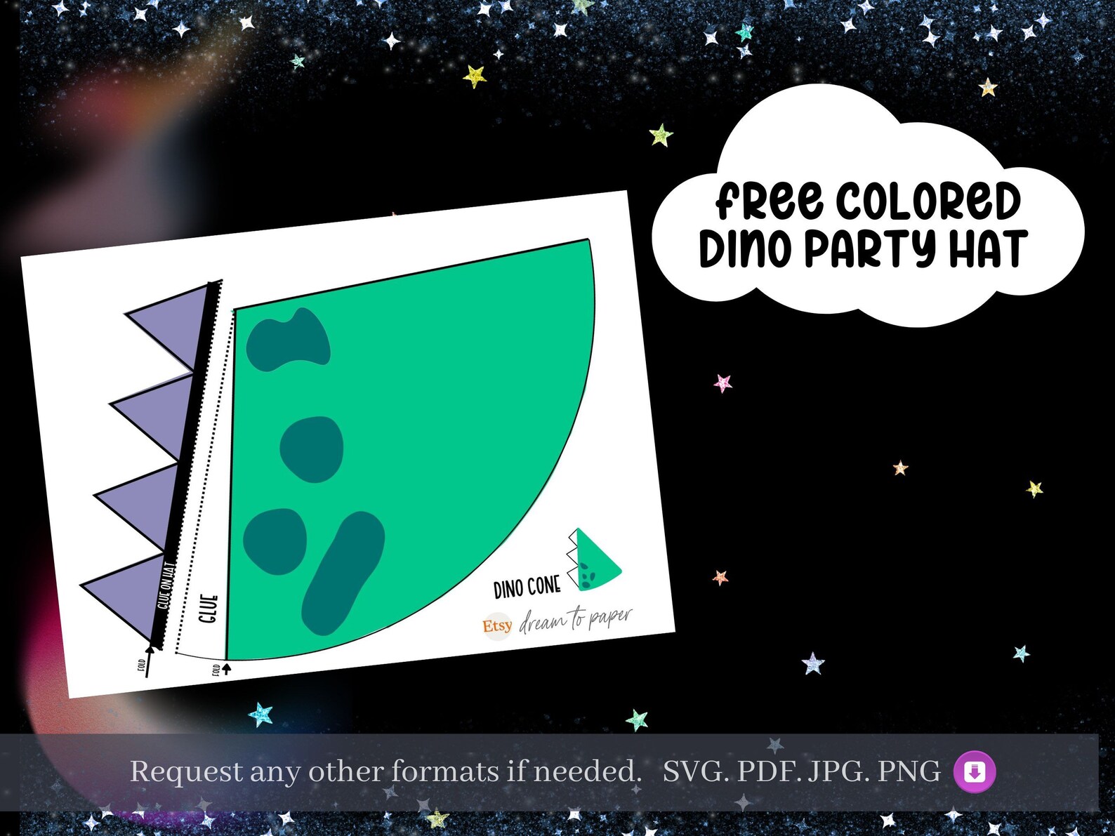 Printable. Dinosaur Party Hat Blank Template. Free Colored - Etsy