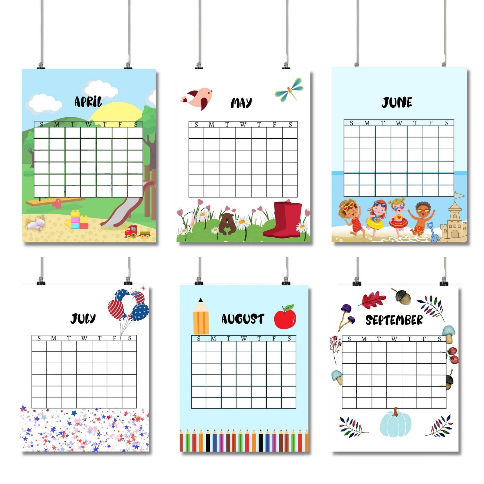 Printable Calendars Perpetual Kids Calendars Undated - Etsy
