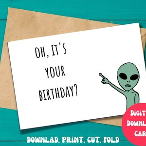 PRINTABLE Birthday Alien Greeting Card / PDF / 7inx5in - Etsy