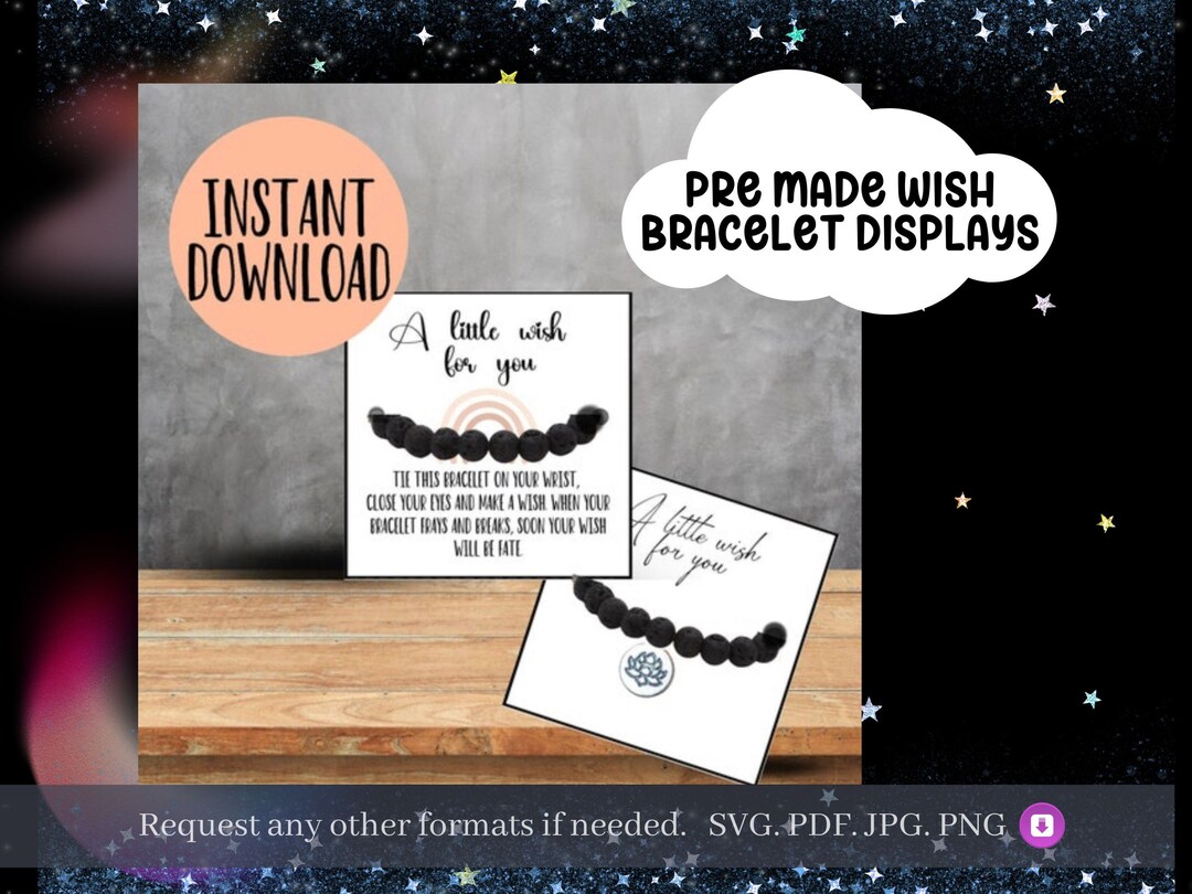 Printable Wish Bracelet Card / Package for Crafters an Seller/ Etsy