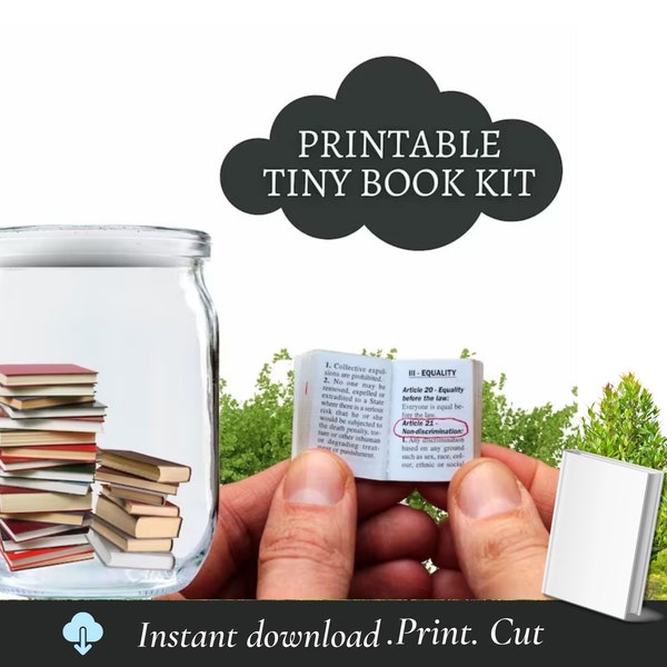 Printable tiny book kit. Miniature books for decor. Dollhouse. Reading tracker. Books lover gift. jars. Instant downloading. Collectionists