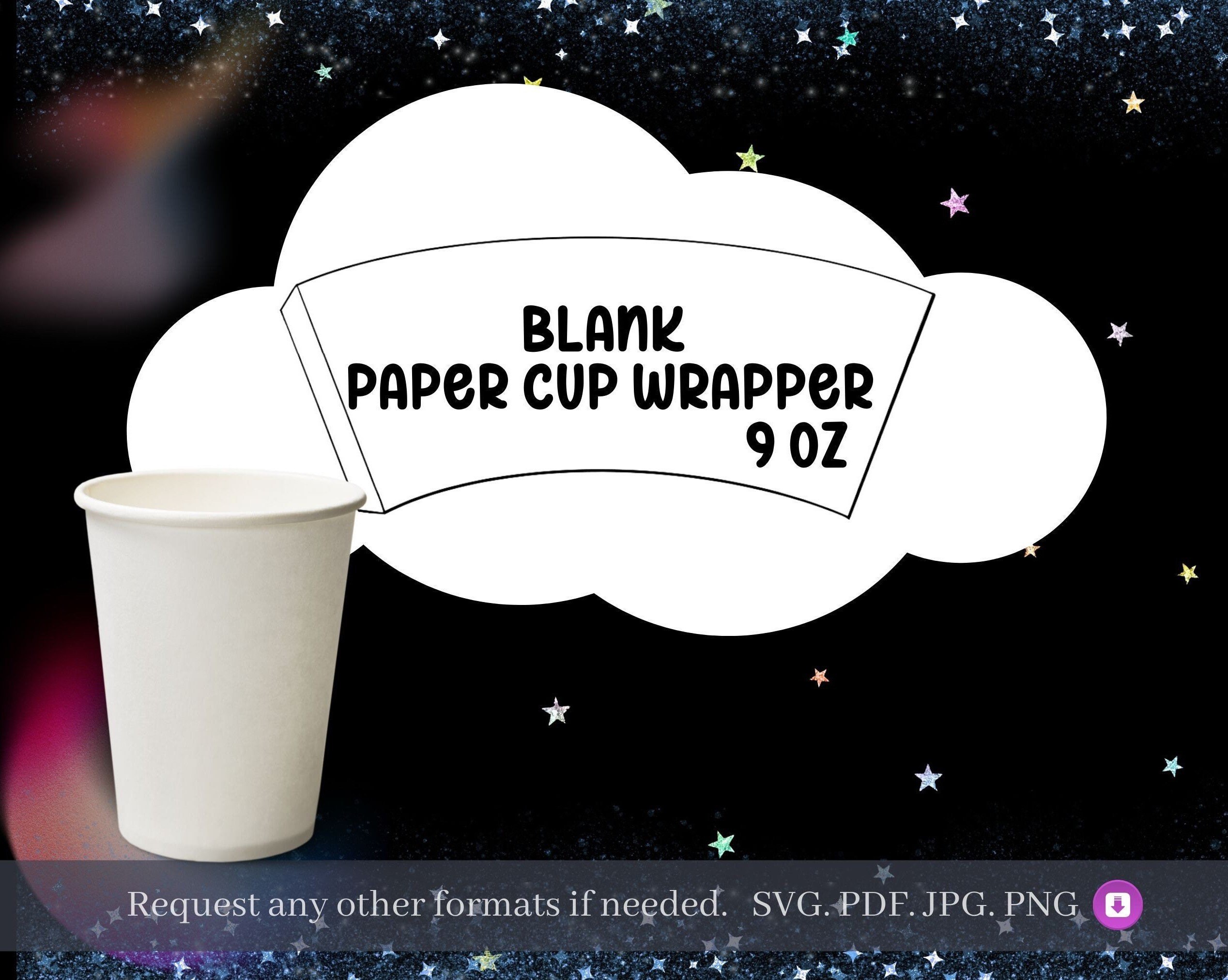 BLANK Paper Cup Wrapper Printable Template / Handrawn / DIY - Etsy