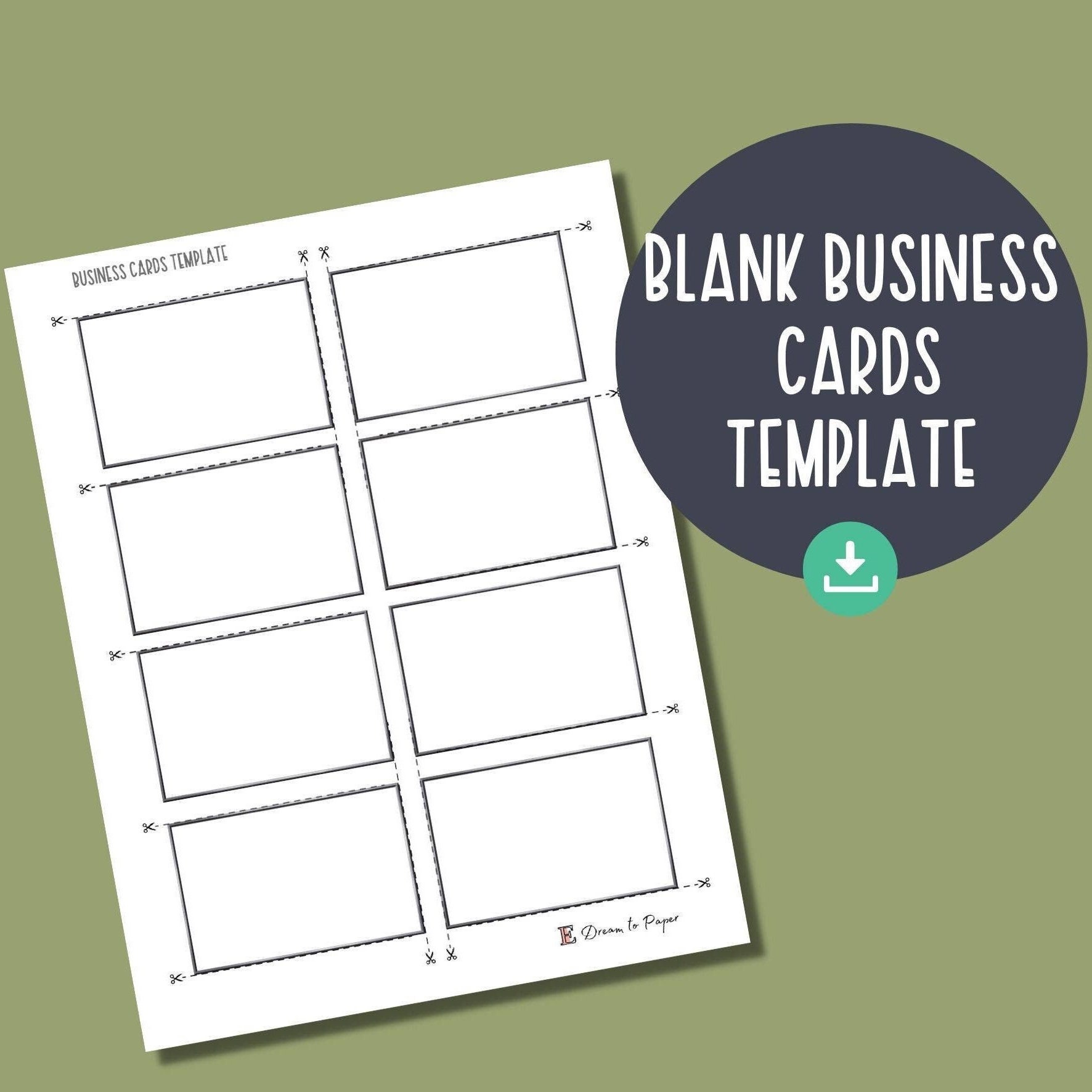 Blank Printable Business Cards Template / Simple PDF for Your Diys ...