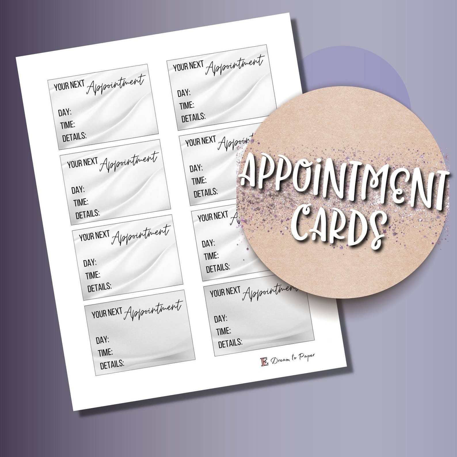 Printable Blank Next Appointment Cards / Generic for All Etsy