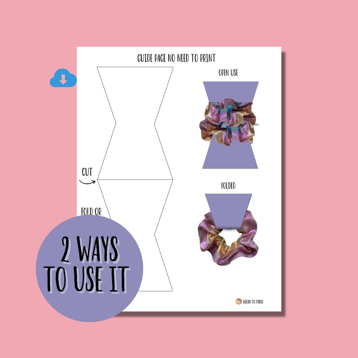 SCRUNCHIE Printable Holder Templates/ Diy / Template / PDF / Etsy