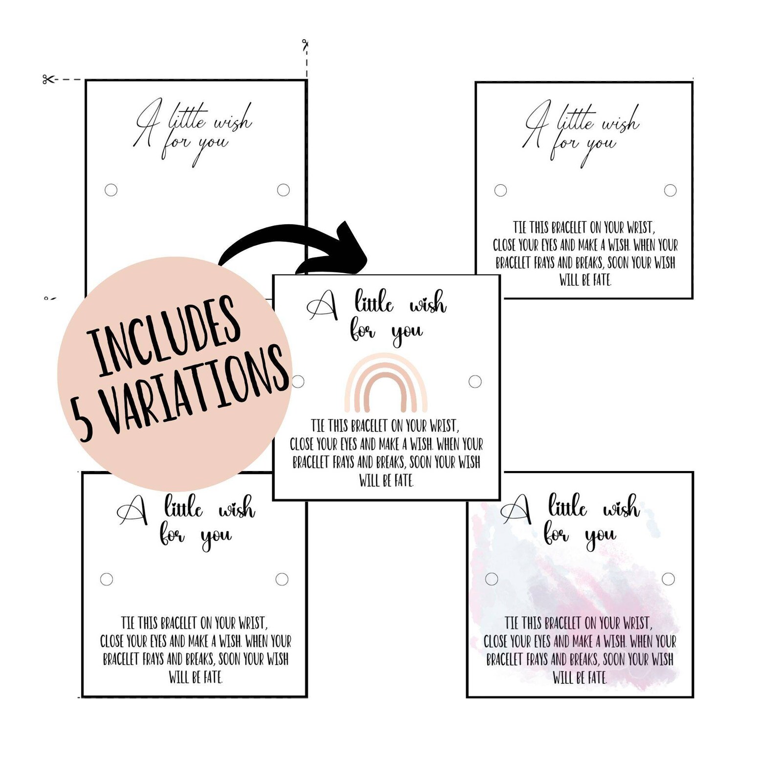 Printable Wish Bracelet Card / Package for Crafters / Seller/ for Your