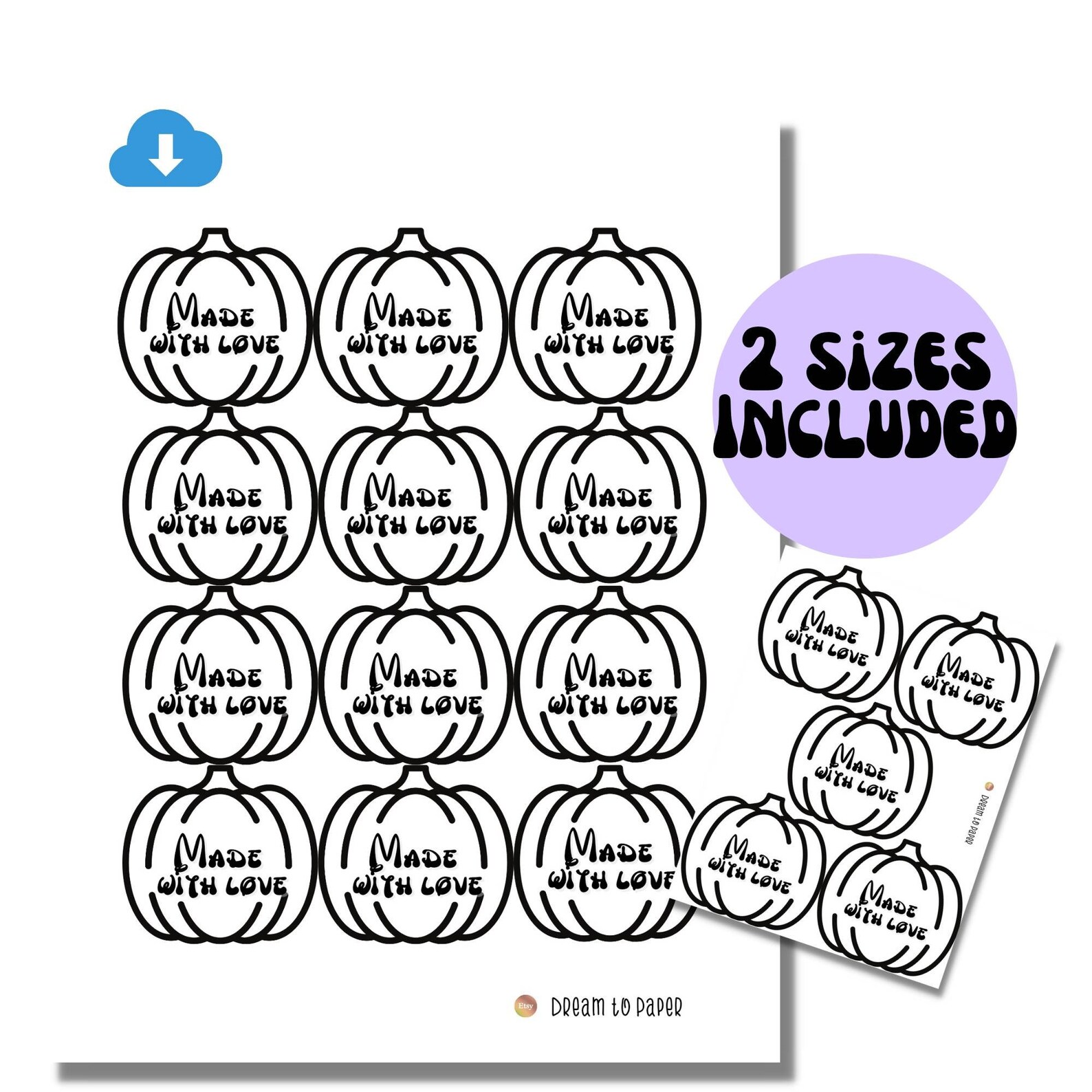 Printable Pumpkin Shaped Tags / Blanks / Made With Love Phrase - Etsy