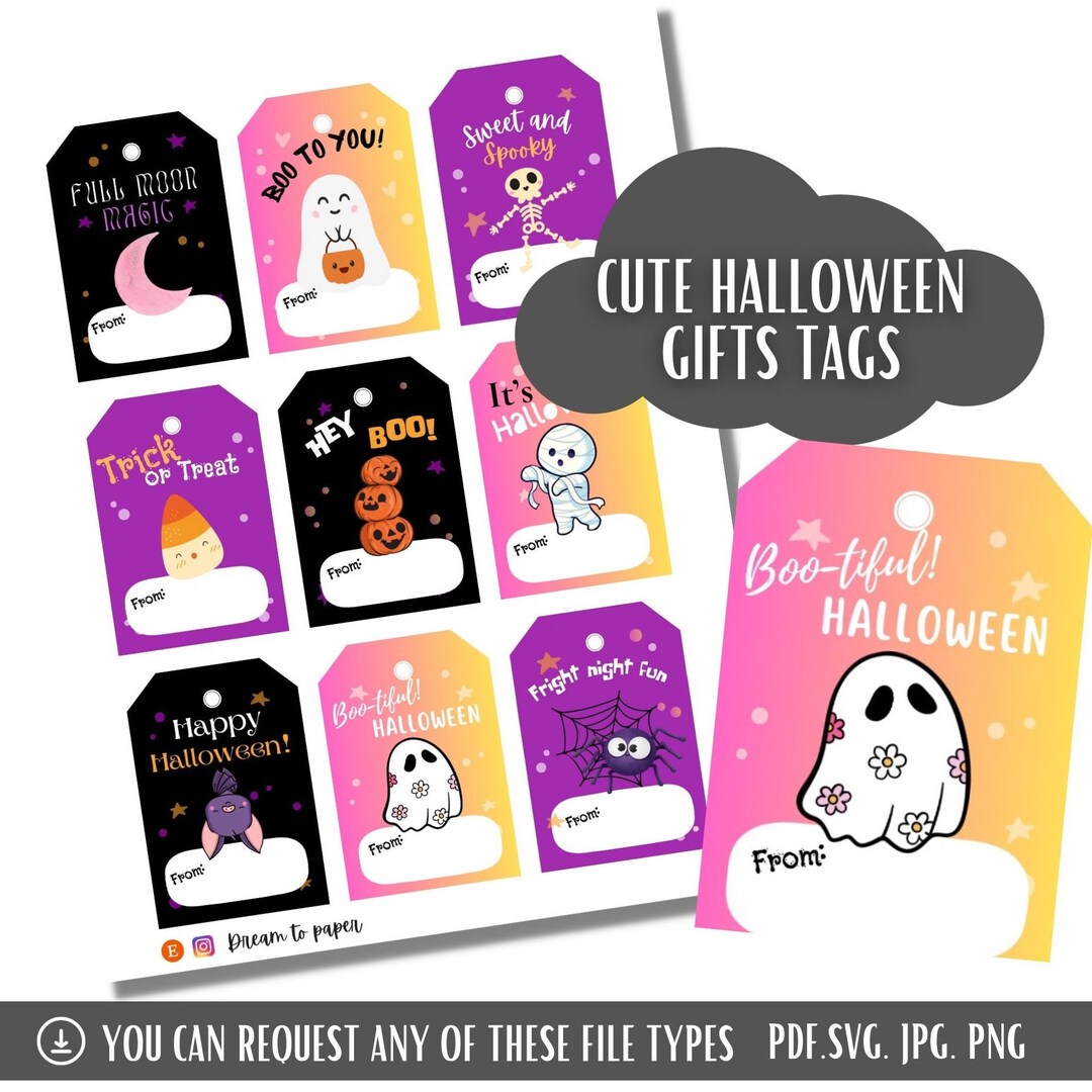 Printable Cute Halloween Gift Tags. Tags for Treat Bags. Kids Etsy