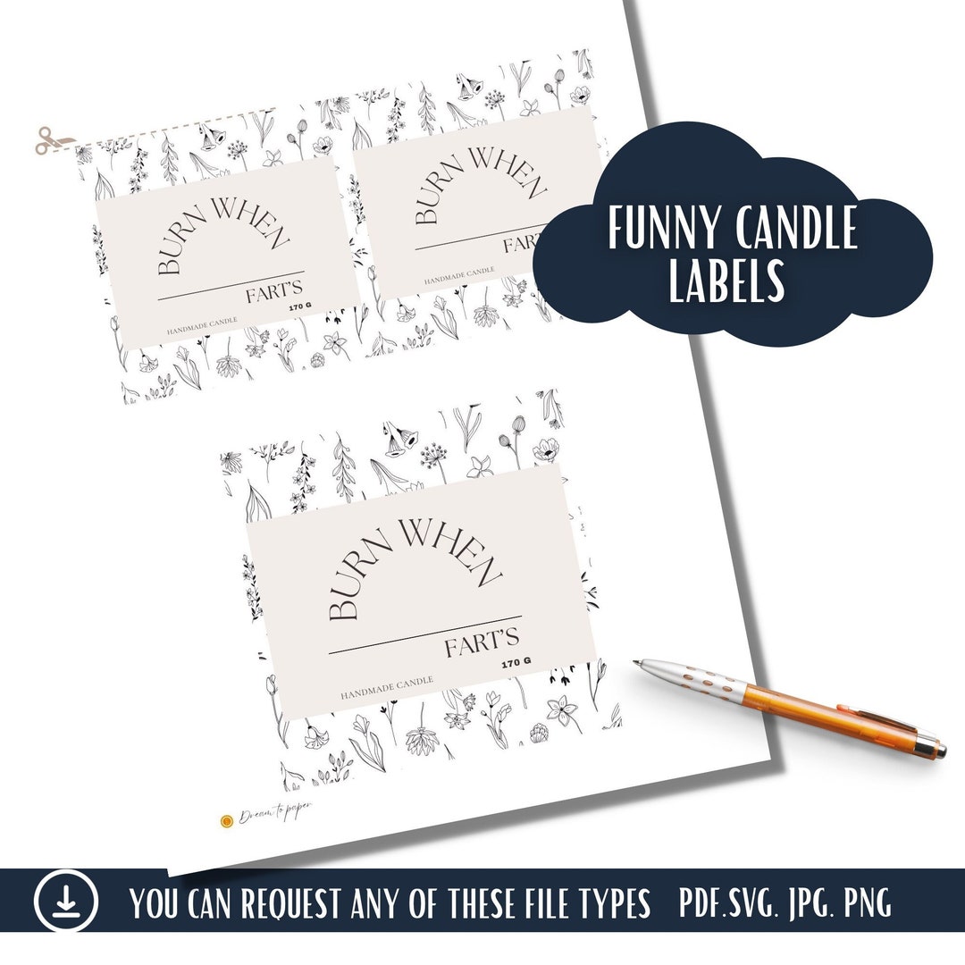 Printable Prank Candle Label Diy Candle Farts Write Down - Etsy