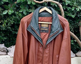 Made in Brazil. Vintage HydePark women/'s brown genuine leather jacket