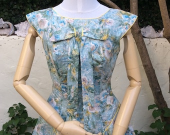 1950’s handmade full skirted Sundress with built in boned Underbodice and Petticoat!