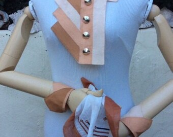 Rare 1920&#39;s vintage art deco woman&#39;s collar, cuffs, and handkerchief