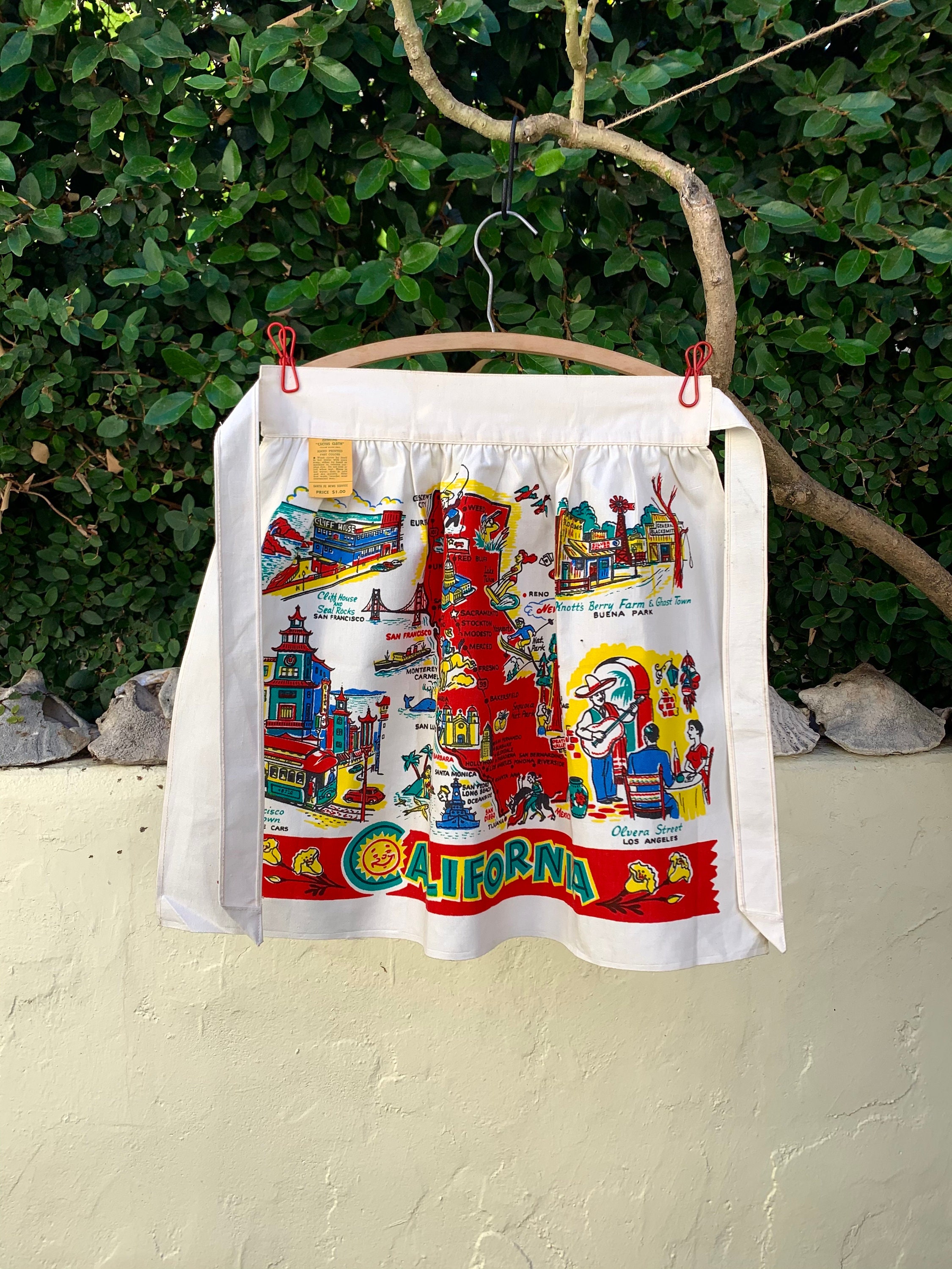 1950s Apron - California 'Cactus Cloth' & Matching Face Mask