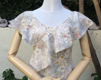Vintage 1970’s one of a kind handmade circular ruffled floral print sundress