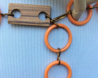Vintage 1960’s fashion chain belt with plastic and wooden ornaments