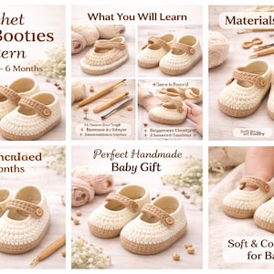 Modello PDF per scarpine da neonato all'uncinetto (0-6 mesi) / Scarpine facili per principianti