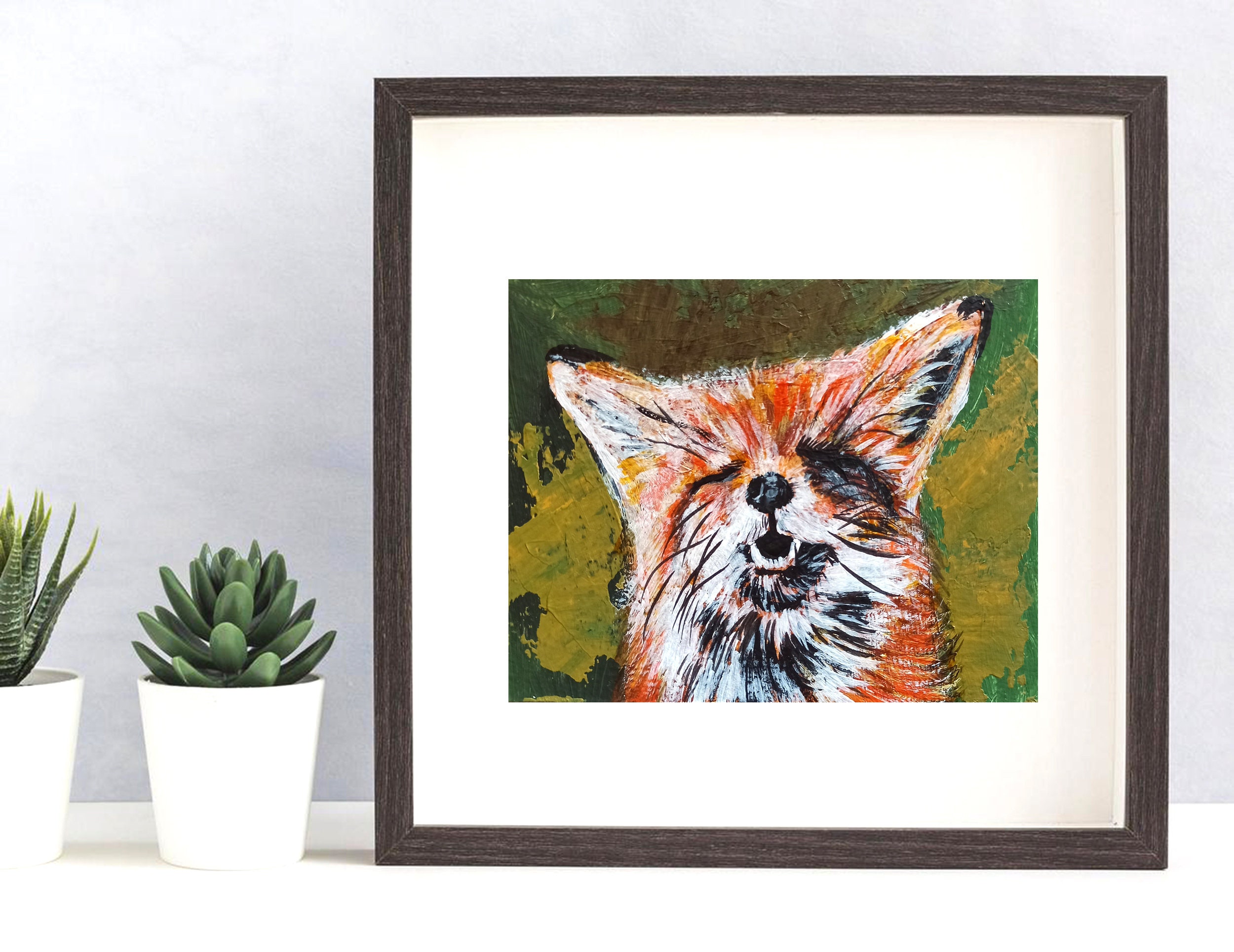 Fox Painting Animal Original Art Foxy Wall Art Wildlife Etsy