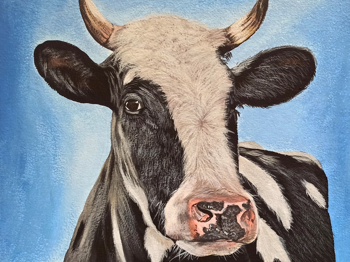 Cow Acrylic Painting Colorful Cow Art Digital Download Etsy