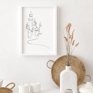 Castle Line Drawing, Castles Line Art, Castle on the Hill, Fortress ...