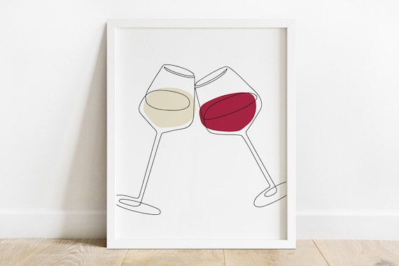 Peinture sur verre - dessin - verres à vin - vin - Dessin - Image