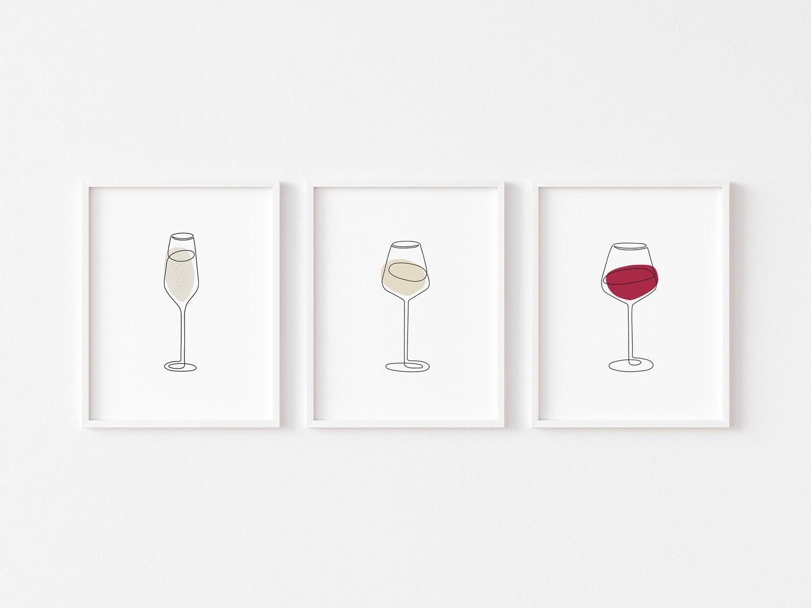 Wine Glass Line Art, Wine Glasses Line Drawing, Wine Poster, Wine Wall