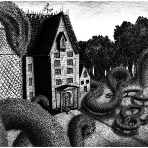 The Reptile Room ~ Uncle Monty's House (print), A Series of Unfortunate Events, Lemony Snicket, book illustration, ASOUE, VFD, Baudelaire