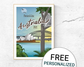 Sydney Australien personalisiertes Poster Vintage Druck