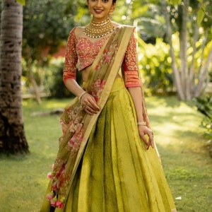 Lehenga Style Sari - Etsy UK