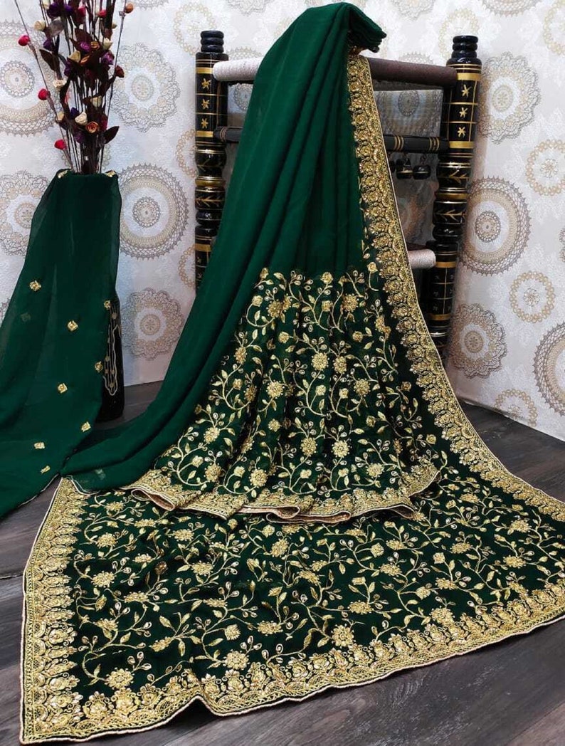 Indian Designer Saree Wedding Bridal Wear Sari Beautiful | Etsy