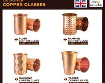 Mug 300ml 100% Copper Drinking Glass Cup Tumbler Good For Ayurveda Health Yoga 