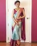 Indian Bollywood Saree Traditional Design Kanchipuram weaving Sari Blouse New , Indian Bollywood Saree with Traditional soft silk GP 