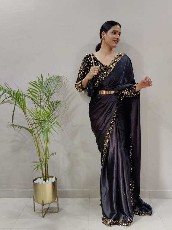 HOUSE OF BEGUM Handloom Sarees : Buy HOUSE OF BEGUM Wine Banarasi Handloom Satin  Silk Saree & Embroidery Work with Unstitched Blouse Online | Nykaa Fashion