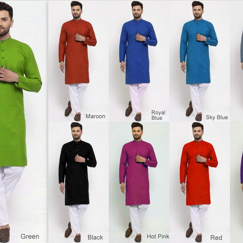 Mens Kurta Pajama Cotton Indian Ethnic 