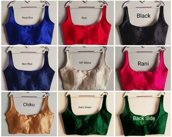 Beautiful Readymade Heavy Phantom Silk Plain Designer Stitched Sari Blouse Choli Top Tunic Women Wear Wedding Wear Party Wear Saree CC