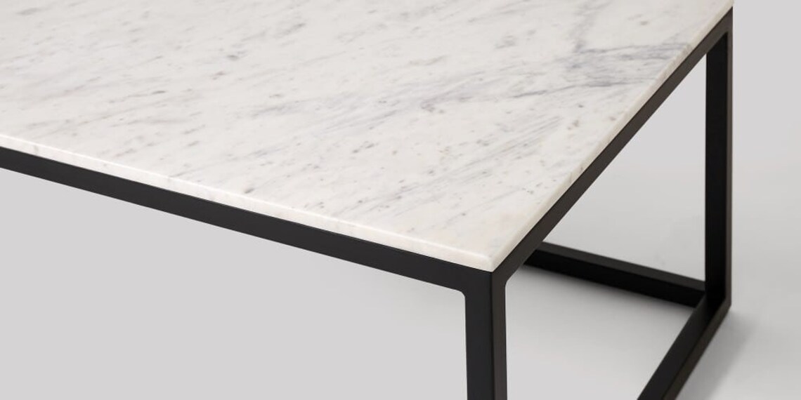 White Marble Coffee Table Metal Leg Coffee Table Etsy