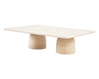 Handmade Travertine Coffee Table – Organic Modern Living Room Centerpiece