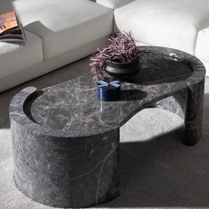 Handmade Marble Coffee Table | Black or White Marble | Modern Minimalist Center Table | Luxury Stone Table | 140x50x45cm
