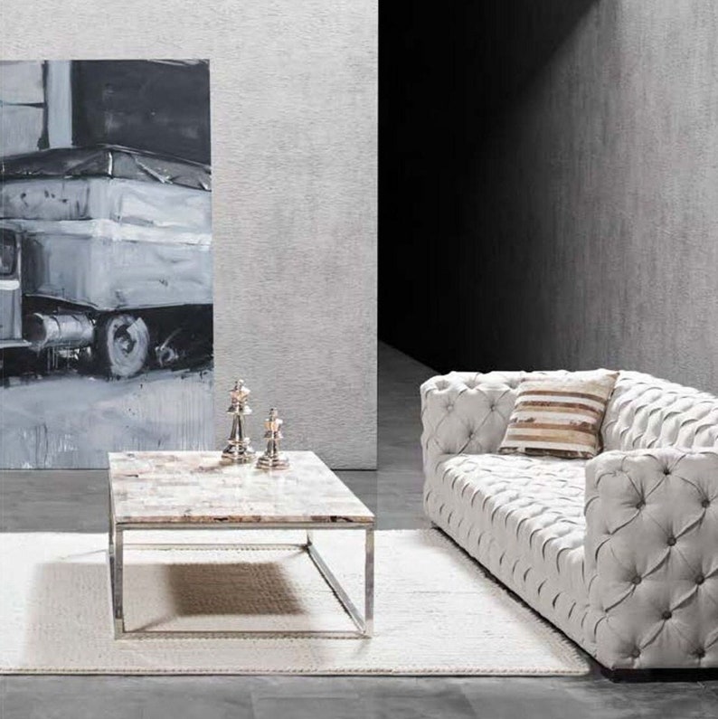 White Marble Coffee Table, Metal Leg Coffee Table Etsy