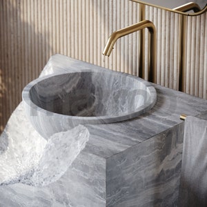 Natural Marble Pedestal Sink, Bathroom Sink